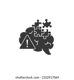 Memory Loss Or Decline Icon, Brain With Puzzle, Damage Mind, Forget Thought, Sclerosis, Editable Stroke Vector Illustration