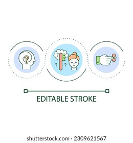 Memory loss issues loop concept icon. Problems with concentration. Attention disorder abstract idea thin line illustration. Isolated outline drawing. Editable stroke. Arial font used