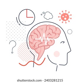 Pérdida de memoria - Trastorno neurológico del cerebro - Ícono de stock como archivo EPS 10