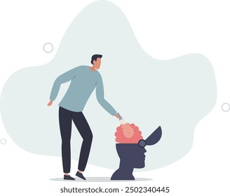 Memory loss and problem with information forgetting.Alzheimer medical disease as psychological research for medical mental disorder.flat design with people.