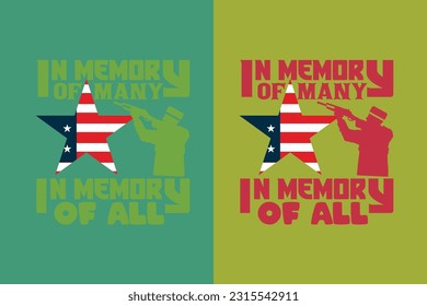 En memoria de muchos en memoria de todos, el honor del día de la conmemoración y recordar la descarga del diseño de sublimación de EPS PNG JPG, la bandera estadounidense EPS PNG JPG, Memorial Day Clipart