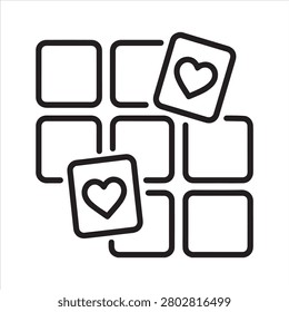 Memory matching cards outline icon vector.