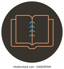 Memory notebook two color icon outline on dark brown round background.