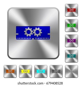 Memory optimization engraved icons on rounded square glossy steel buttons