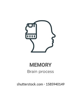 Memory outline vector icon. Thin line black memory icon, flat vector simple element illustration from editable brain process concept isolated on white background