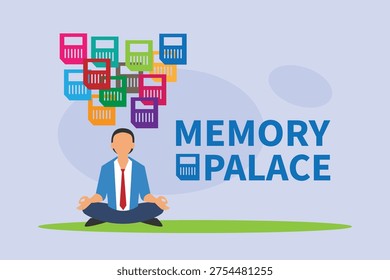 Memory Palace Mnemonic Technique for Brain Improvement 2d flat vector illustration