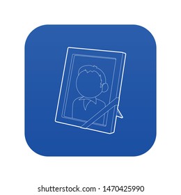 Memory portrait icon blue vector isolated on white background