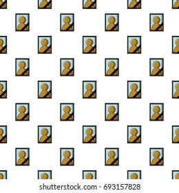 Memory portrait pattern in cartoon style. Seamless pattern vector illustration