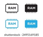 memory ram icon black and white vector outline sign
