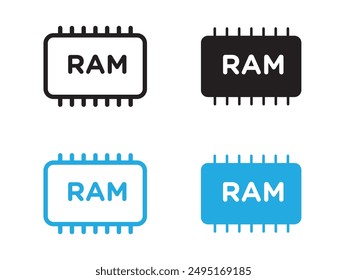 memory ram icon black and white vector outline sign
