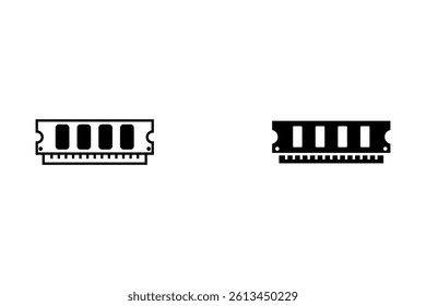 memory ram icon black and white vector outline sign.