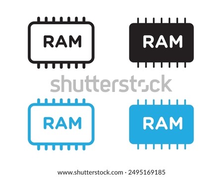 memory ram icon black and white vector outline sign
