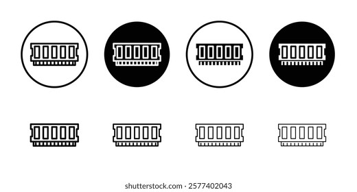 memory, ram icon Flat outline Collection in Black and white background