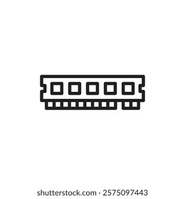 memory, ram icon outline collection or set in black and white