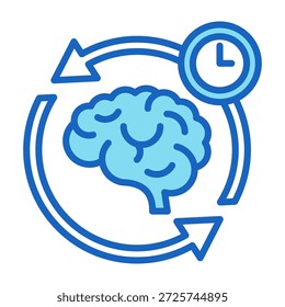 Ilustración vectorial de estilo de color azul del icono de recuperación de memoria