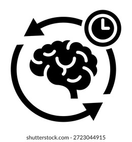 Ilustración vectorial de estilo de glifo de icono de recuperación de memoria