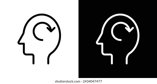 Memory Recall Line Icon on White Background for web.