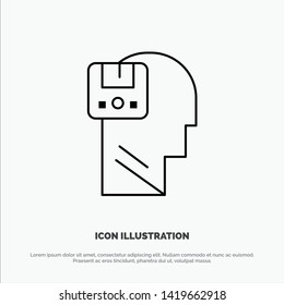 Memory, Save, Data, User, Male Line Icon Vector
