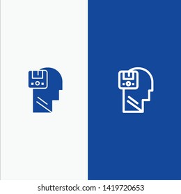 Memory, Save, Data, User, Male Line and Glyph Solid icon Blue banner Line and Glyph Solid icon Blue banner