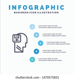 Memory, Save, Data, User, Male Line icon with 5 steps presentation infographics Background. Vector Icon Template background