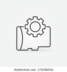 Memory SD Card with Gear vector concept icon or symbol in thin line style