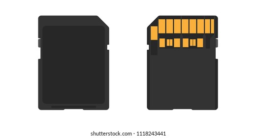 Memory SD Card UHS-II Front And Back Vector On White