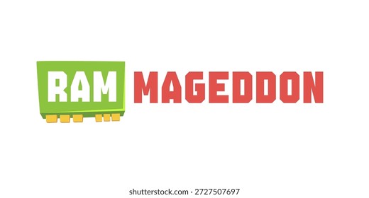 Memory shortage and chip crisis. RAMmageddon or RAM-mageddon logo. RAMmageddon term was used by analysts and gamers to describe periods of extreme shortages and skyrocketing prices for RAM and VRAM.