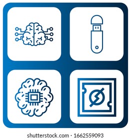 memory simple icons set. Contains such icons as Brain, Usb, Cpu, can be used for web, mobile and logo