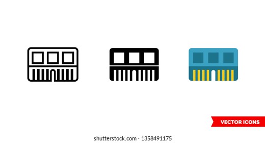 Memory slot icon of 3 types: color, black and white, outline. Isolated vector sign symbol.