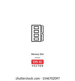 Memory Slot Icon. Computer Hardware Isolated On White Background. With Line Style. Data Storage Icon. EPS10 - Vector