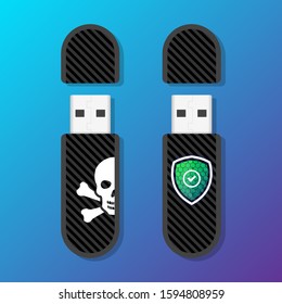 Memory Stick Safe and Virus Illustration Vector