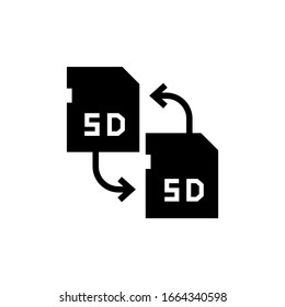 Memory transfer vector icon in black solid flat design icon isolated on white background