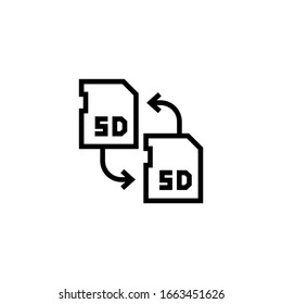 Memory transfer vector icon in linear, outline icon isolated on white background