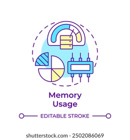 Memory usage multi color concept icon. Performance monitoring, processing power. Round shape line illustration. Abstract idea. Graphic design. Easy to use in infographic, presentation