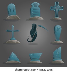 Memotial flat icons isolated vector illustration RIP