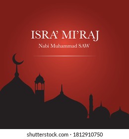 Memperingati Hari Isra Mi'raj. Greeting Card with mosque