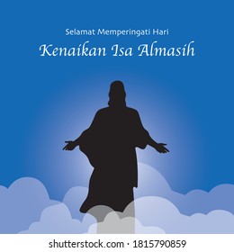 Memperingati Hari Kenaikan Isa Almasih. Translation: The Ascension Day of Jesus Chist with vector illustration silhouette svg