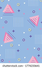memphis 80s 90s style abstract triangles various shapes background vector illustration