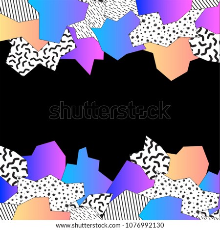 Memphis 80s style mosaic border. Vector illustration for your graphic design.