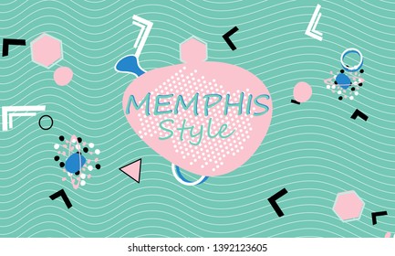 Memphis. 90s pattern. Geometric shapes background. Vector Illustration. Hipster style 80s-90s. Abstract colorful funky background.