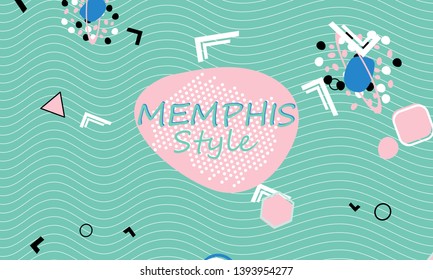 Memphis. 90s pattern. Geometric shapes background. Vector Illustration. Hipster style 80s-90s. Abstract colorful funky background.