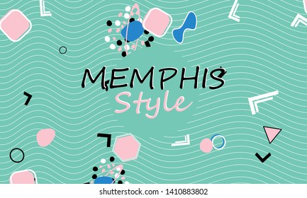 Memphis. 90s pattern. Geometric shapes background. Vector Illustration. Hipster style 80s-90s. Abstract colorful funky background.