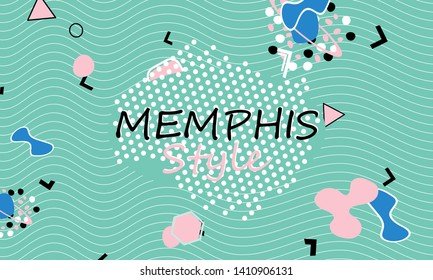 Memphis. 90s pattern. Geometric shapes background. Vector Illustration. Hipster style 80s-90s. Abstract colorful funky background.