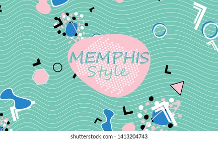 Memphis. 90s pattern. Geometric shapes background. Vector Illustration. Hipster style 80s-90s. Abstract colorful funky background.