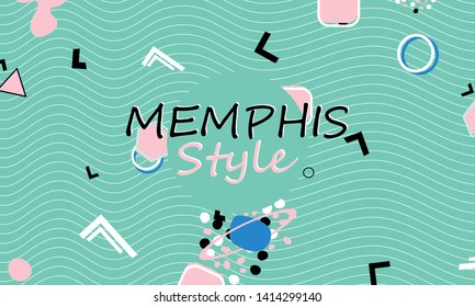 Memphis. 90s pattern. Geometric shapes background. Vector Illustration. Hipster style 80s-90s. Abstract colorful funky background.