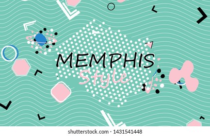 Memphis. 90s pattern. Geometric shapes background. Vector Illustration. Hipster style 80s-90s. Abstract colorful funky background.