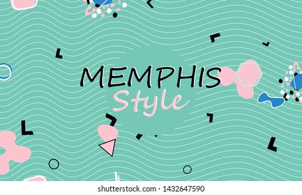 Memphis. 90s pattern. Geometric shapes background. Vector Illustration. Hipster style 80s-90s. Abstract colorful funky background.