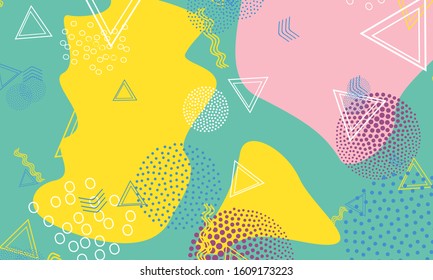 Memphis. 90s pattern. Geometric shapes background. Vector Illustration. Hipster style 80s-90s. Abstract colorful funky background.