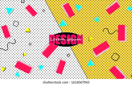 Memphis. 90s pattern. Geometric shapes background. Vector Illustration. Hipster style 80s-90s. Abstract colorful funky background.