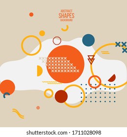 Memphis abstract background. Circles with dots and lines. Geometric Hipster style. Design elements for web banners, posters, cards. Retro vintage 80's - 90's style. Vector illustration. 